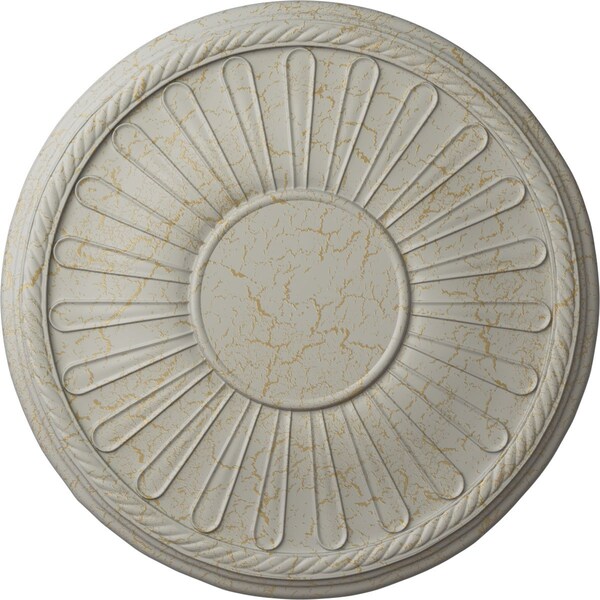 Ekena Millwork Leandros Ceiling Medallion (Fits Canopies up to 6 3/8"), 19 7/8"OD x 1 1/4"P, Pot of Cream Crackle CM22LNPCC - main
